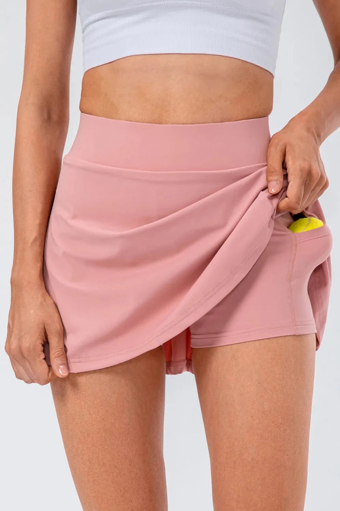 High Waist Pleated Active Skirt - Blush Pink by Trendsi from FREYA’S CLOSET