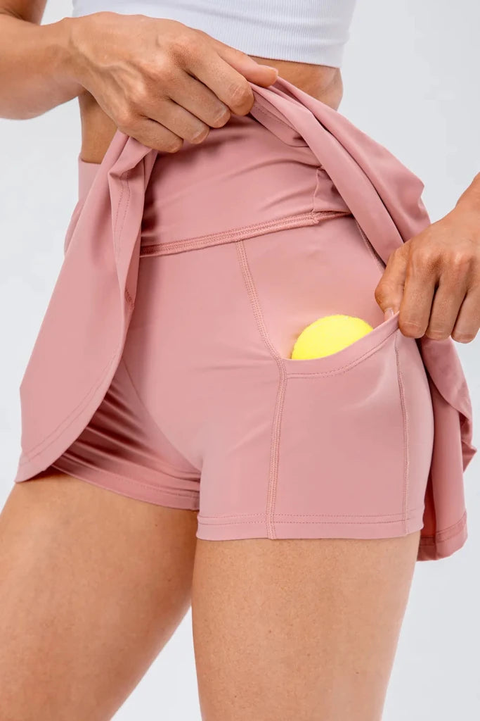 High Waist Pleated Active Skirt - Blush Pink by Trendsi from FREYA’S CLOSET