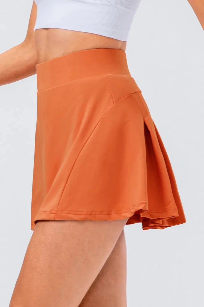 High Waist Pleated Active Skirt - Caramel by Trendsi from FREYA’S CLOSET