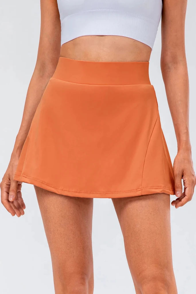 High Waist Pleated Active Skirt - Caramel by Trendsi from FREYA’S CLOSET