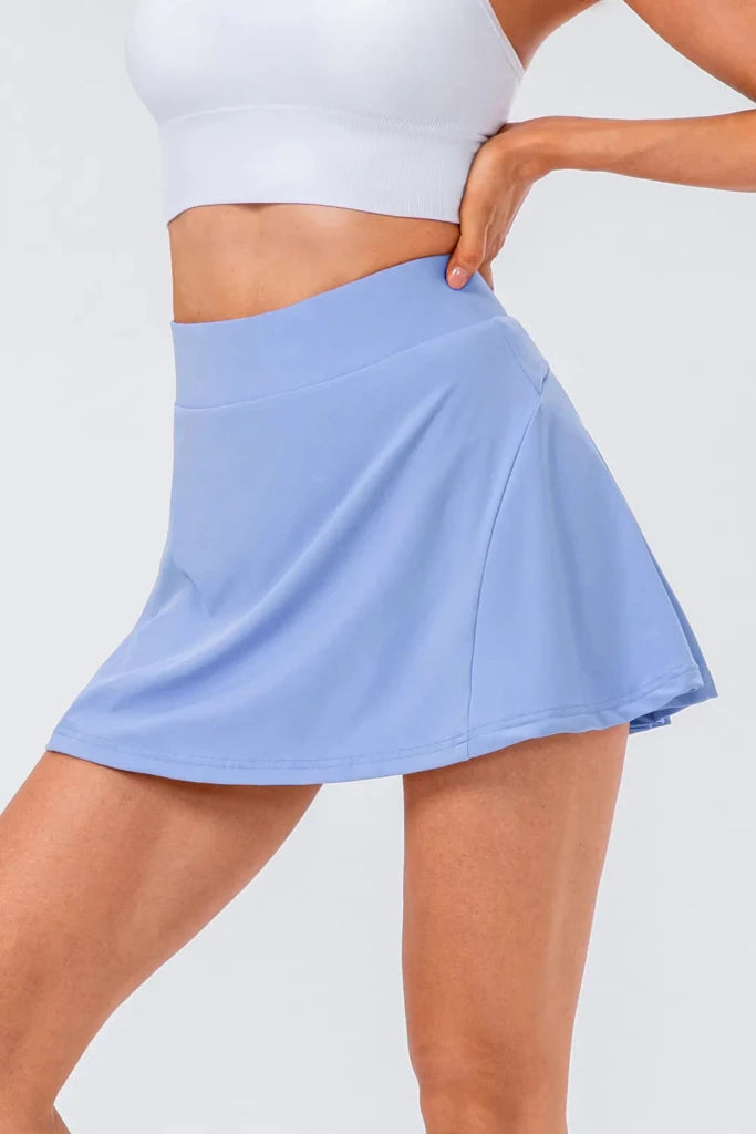 High Waist Pleated Active Skirt - Light Blue by Trendsi from FREYA’S CLOSET