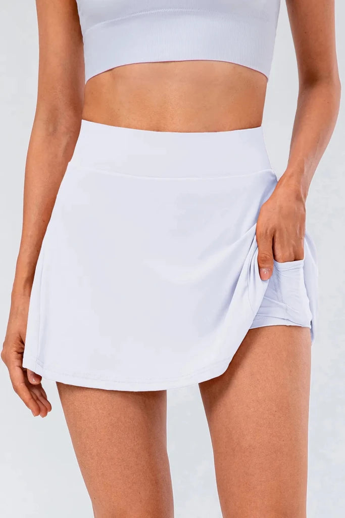 High Waist Pleated Active Skirt - White by Trendsi from FREYA’S CLOSET