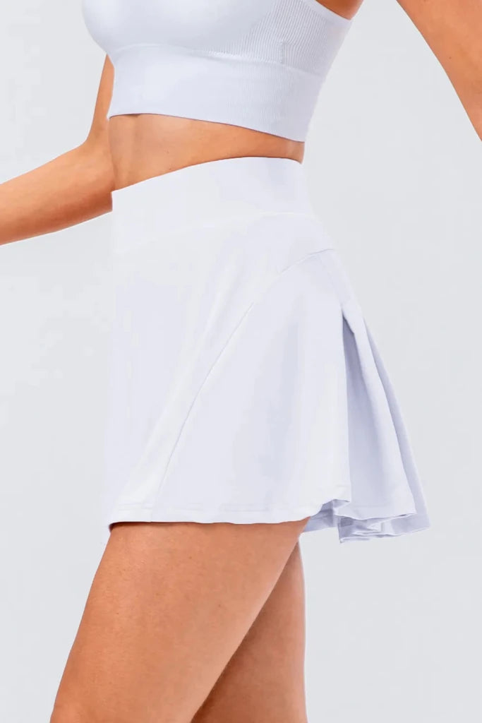 High Waist Pleated Active Skirt - White by Trendsi from FREYA’S CLOSET