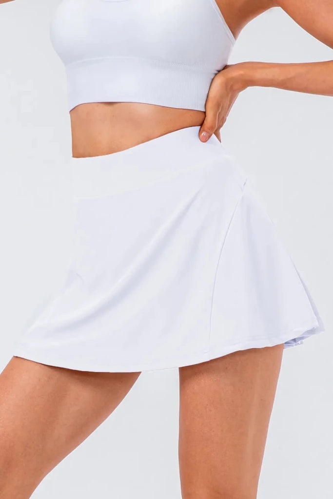 High Waist Pleated Active Skirt - White by Trendsi from FREYA’S CLOSET