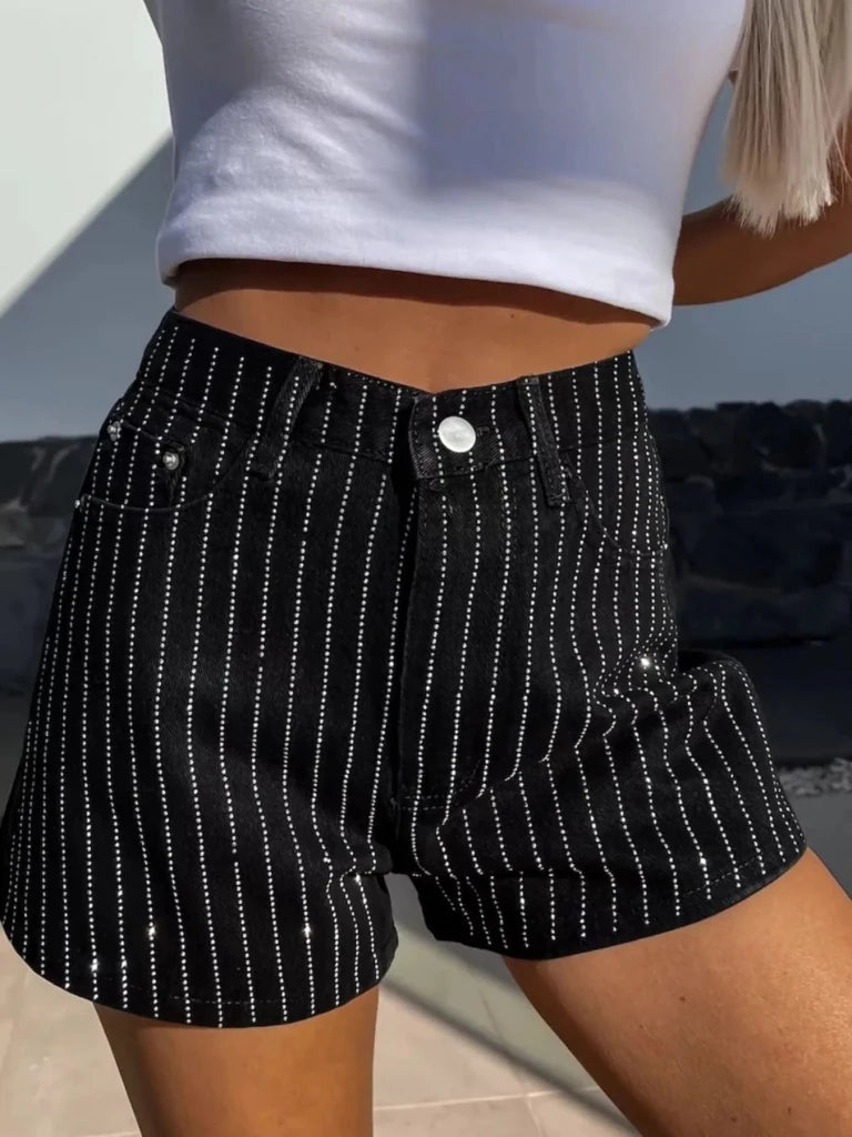 High Waist Wash Denim Shorts - Black by Trendsi from FREYA’S CLOSET