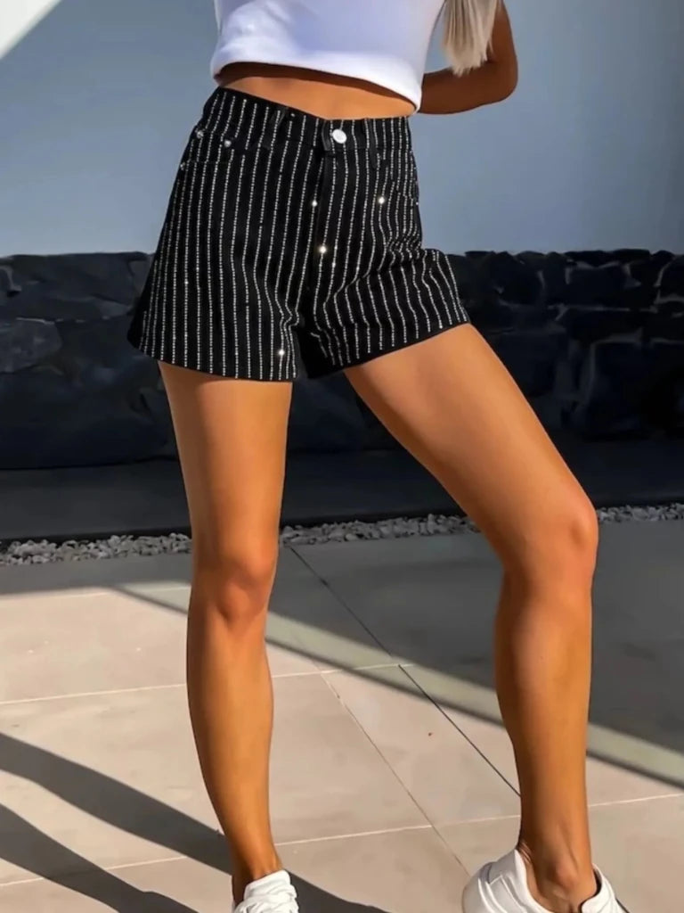 High Waist Wash Denim Shorts - Black by Trendsi from FREYA’S CLOSET
