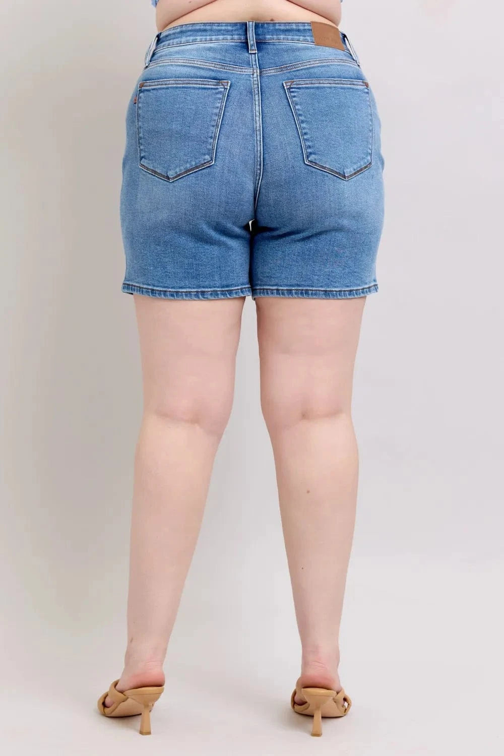 Trendsi Judy Blue Full Size 2 Button Denim Shorts with Pockets Plus Size