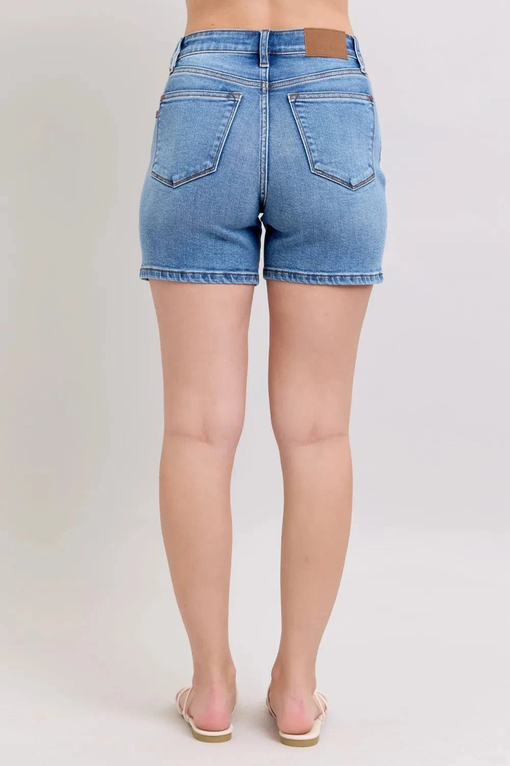 Trendsi Judy Blue Full Size 2 Button Denim Shorts with Pockets Plus Size