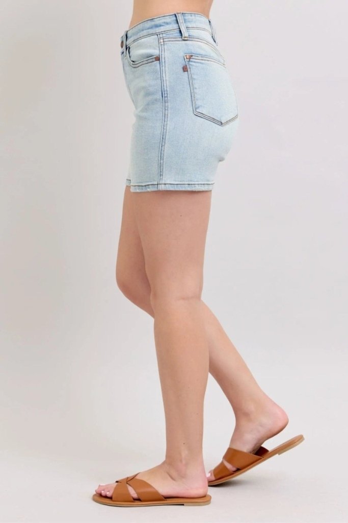 Judy Blue Full Size 2 Button Denim Shorts with Pockets Plus Size - Light by Trendsi from FREYA’S CLOSET