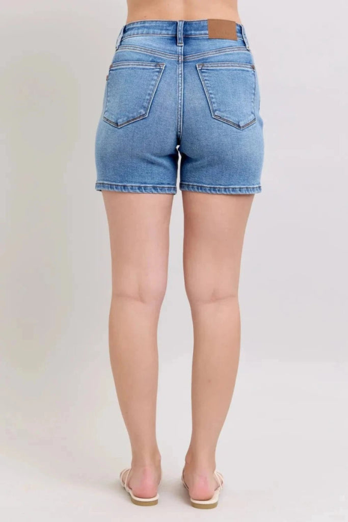 Judy Blue Full Size 2 Button Denim Shorts with Pockets Plus Size - Medium by Trendsi from FREYA’S CLOSET