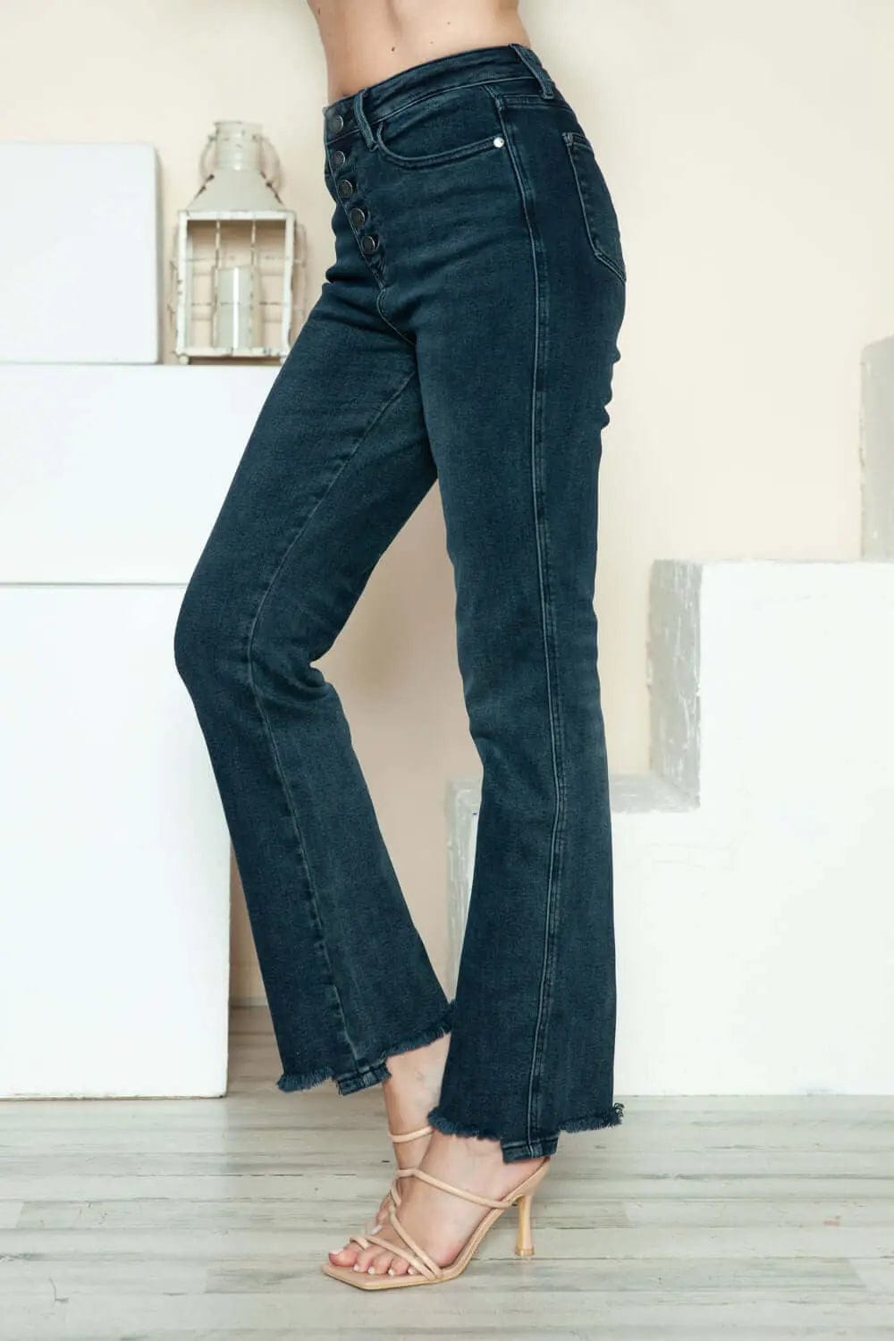 Trendsi Jeans Judy Blue Full Size Button Fly Hem Destroy Straight Jeans