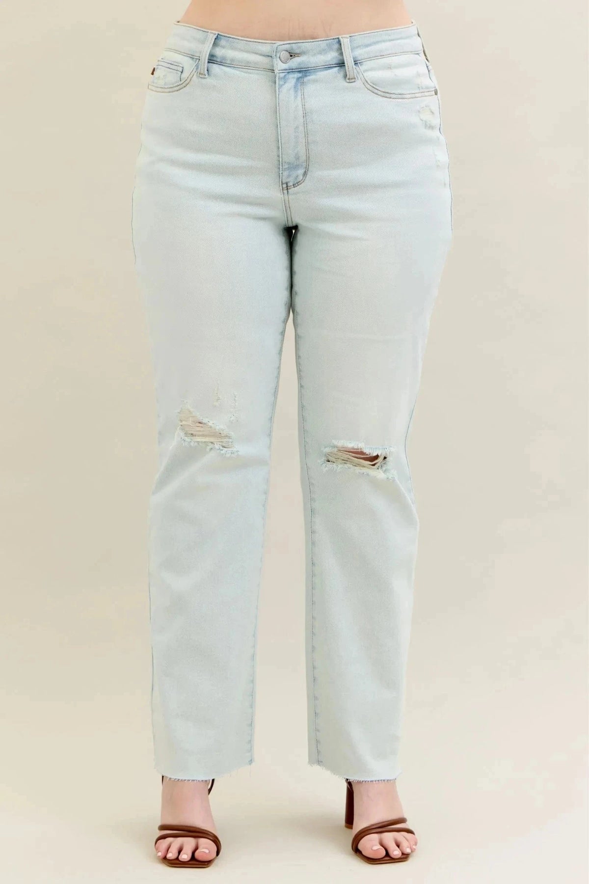 Trendsi Jeans Judy Blue Full Size Destroy & Fray Hem Bootcut Jeans Plus Size