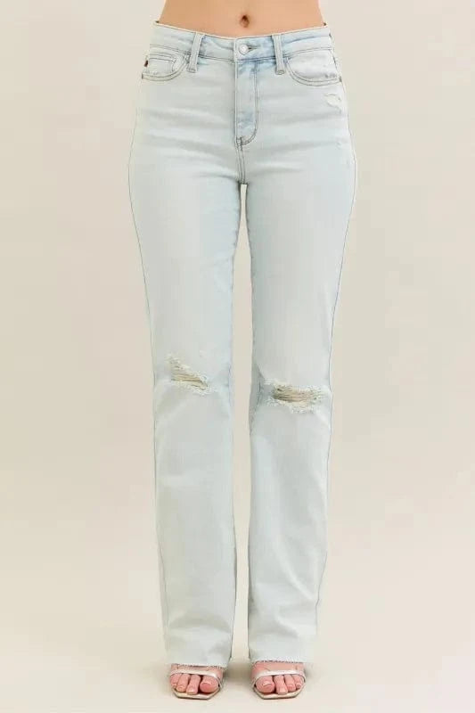 Trendsi Jeans Judy Blue Full Size Destroy & Fray Hem Bootcut Jeans Plus Size