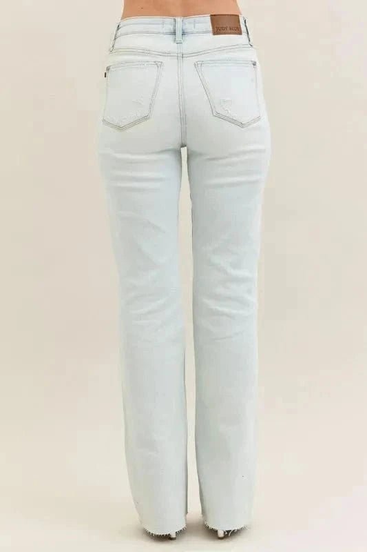 Judy Blue Full Size Destroy & Fray Hem Bootcut Jeans Plus Size - Light by Trendsi from FREYA’S CLOSET