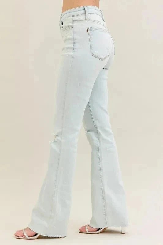 Judy Blue Full Size Destroy & Fray Hem Bootcut Jeans Plus Size - Light by Trendsi from FREYA’S CLOSET