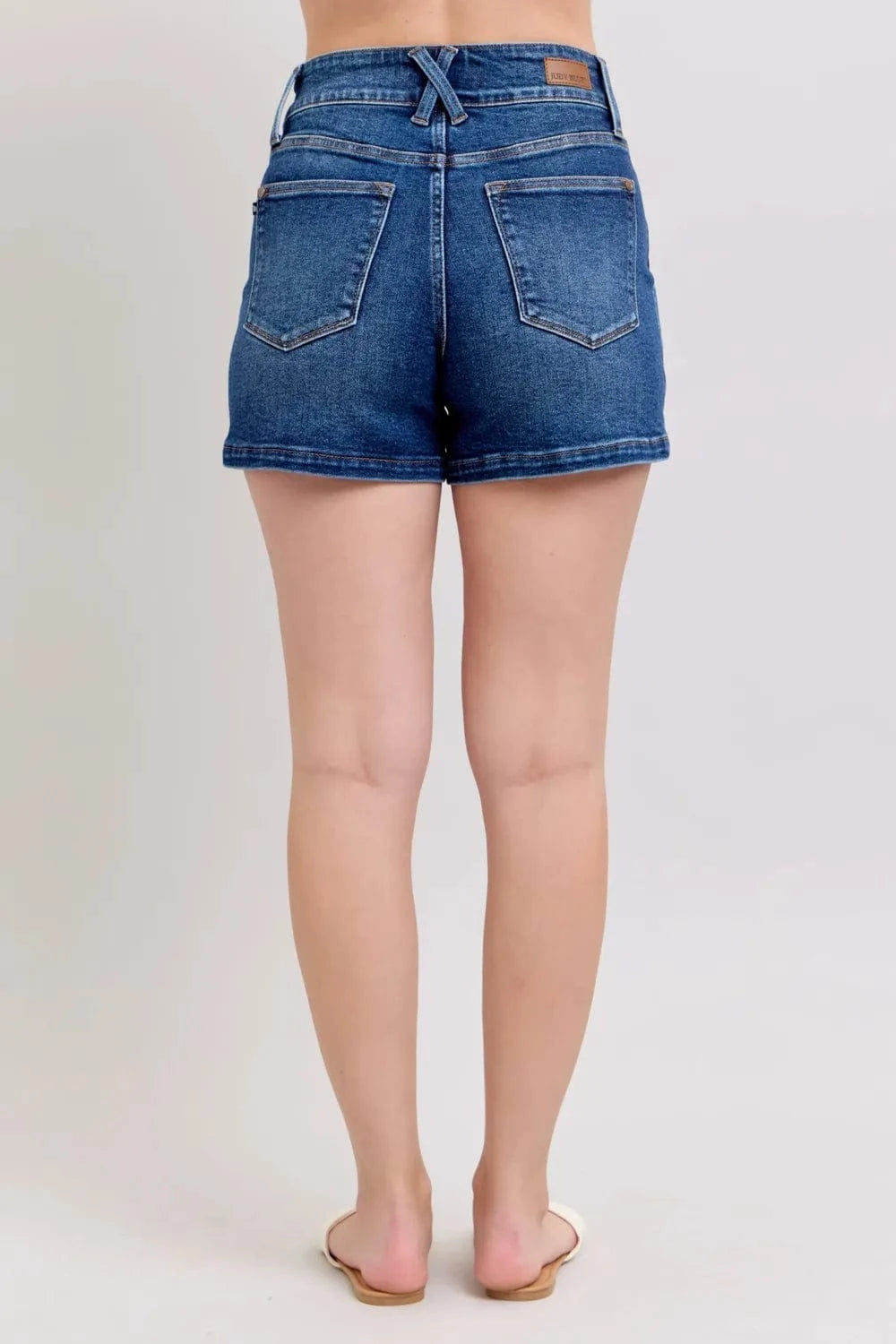 Trendsi Judy Blue Full Size Double Button Waistband Denim Shorts Plus Size