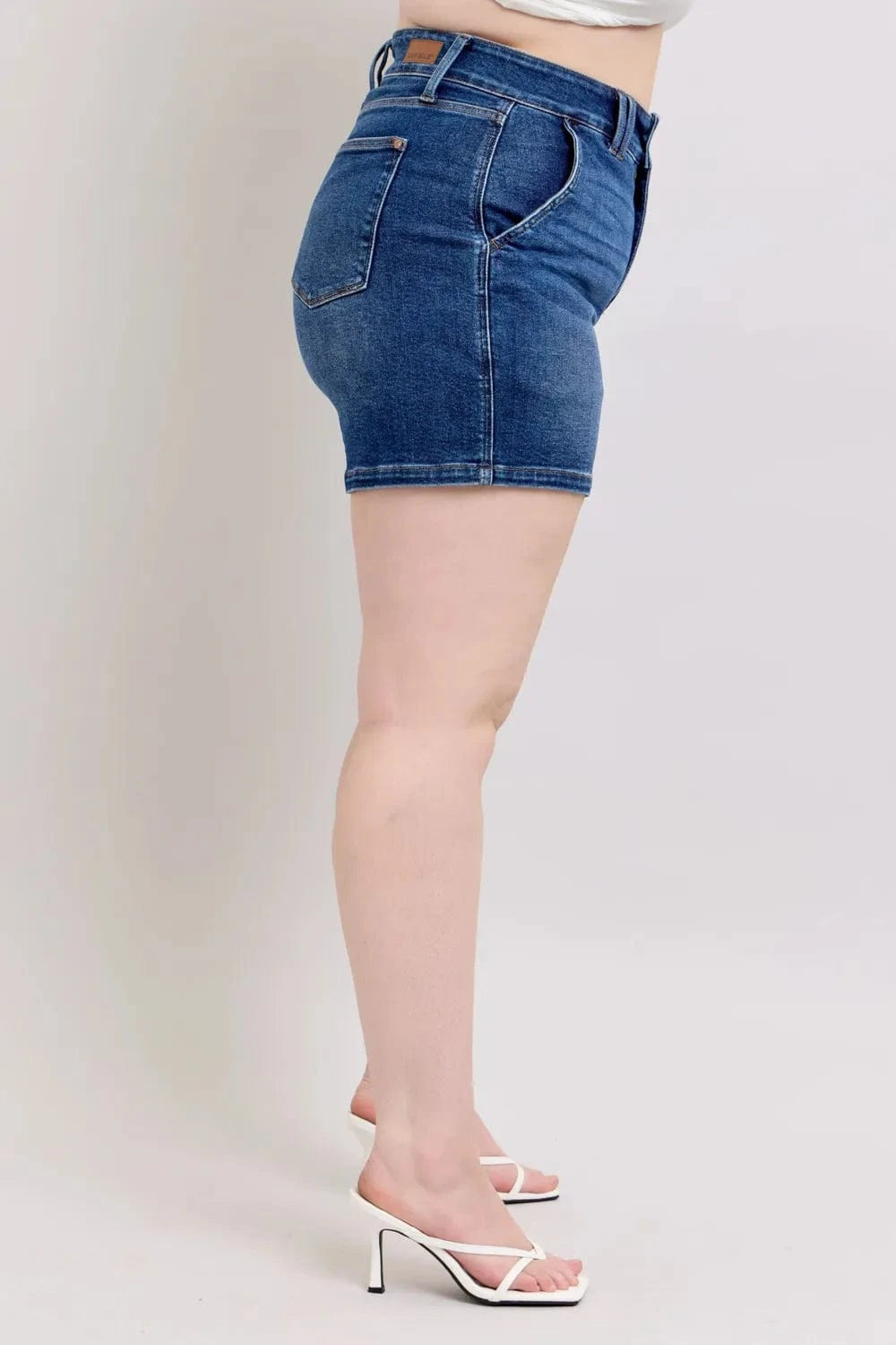 Trendsi Judy Blue Full Size Double Button Waistband Denim Shorts Plus Size