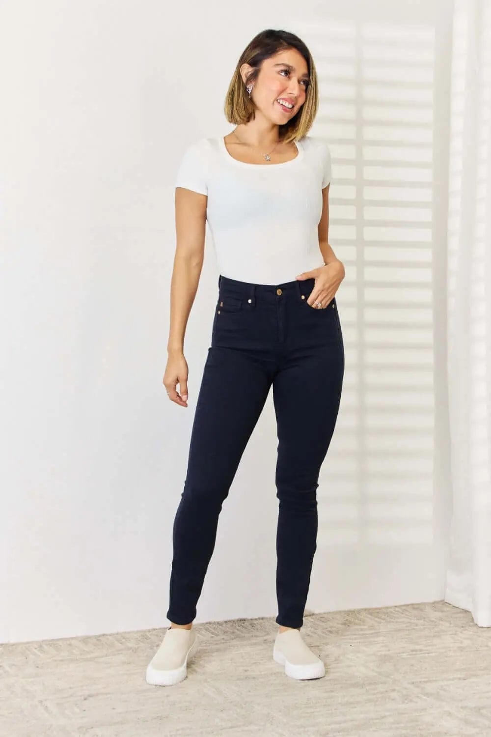 Trendsi Jeans Judy Blue Full Size Garment Dyed Tummy Control Skinny Jeans