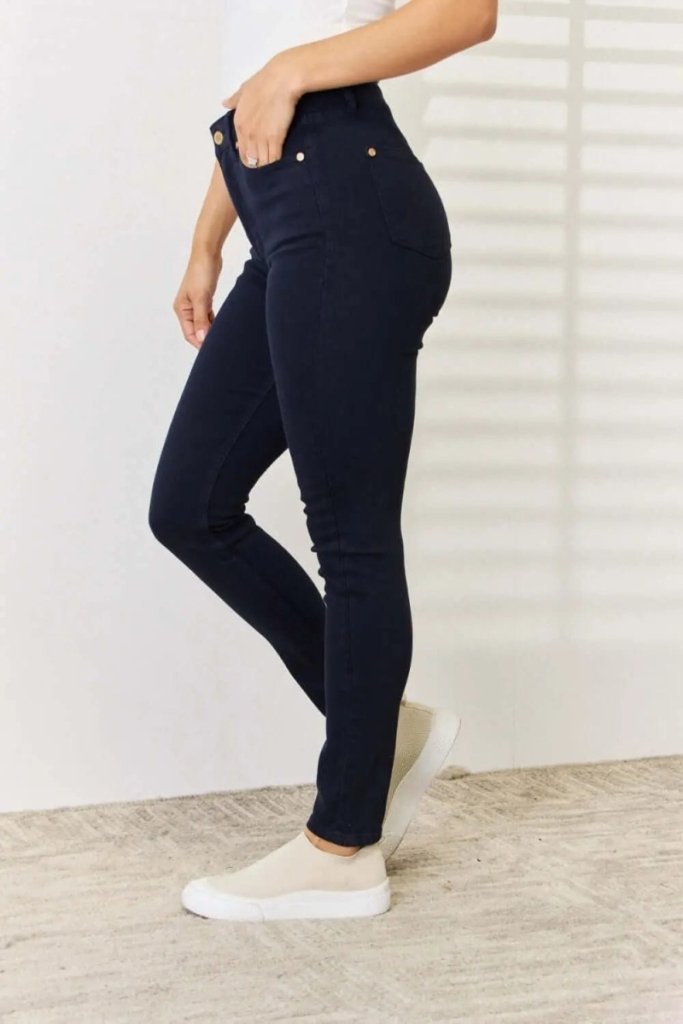 Judy Blue Full Size Garment Dyed Tummy Control Skinny Jeans - NAVY by Trendsi from FREYA’S CLOSET