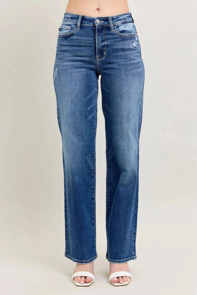 Judy Blue Full Size High Waist 90's Straight Leg Jeans Plus Size - DK by Trendsi from FREYA’S CLOSET
