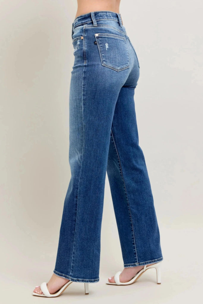 Judy Blue Full Size High Waist 90's Straight Leg Jeans Plus Size - DK by Trendsi from FREYA’S CLOSET