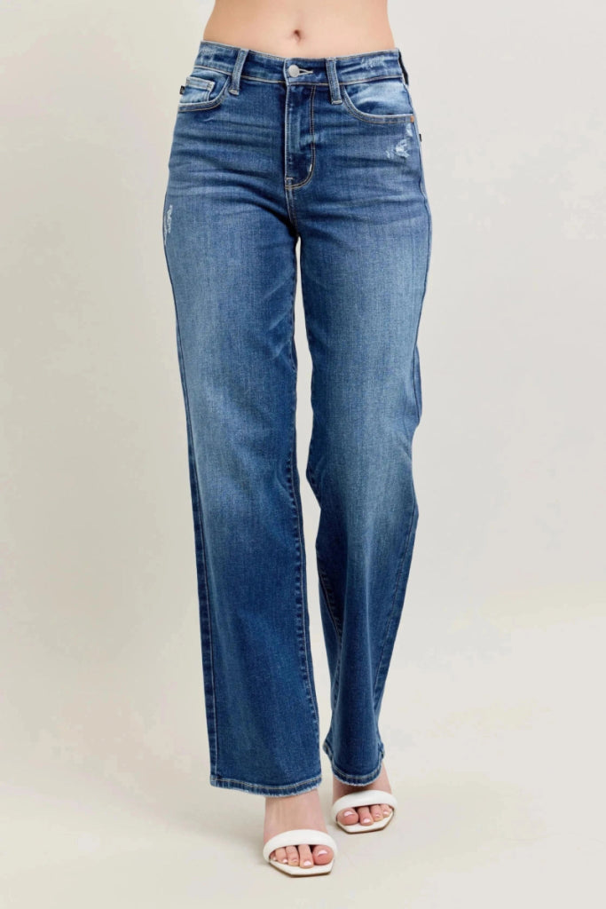 Judy Blue Full Size High Waist 90's Straight Leg Jeans Plus Size - DK by Trendsi from FREYA’S CLOSET