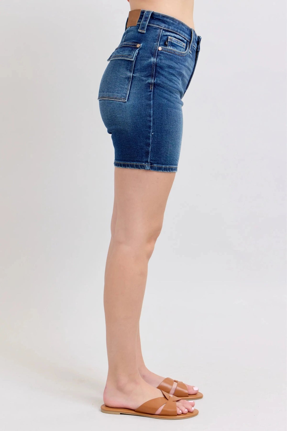 Trendsi Shorts Judy Blue Full Size High Waist Bermudas Jeans W/ Back Flap Pockets Plus Size