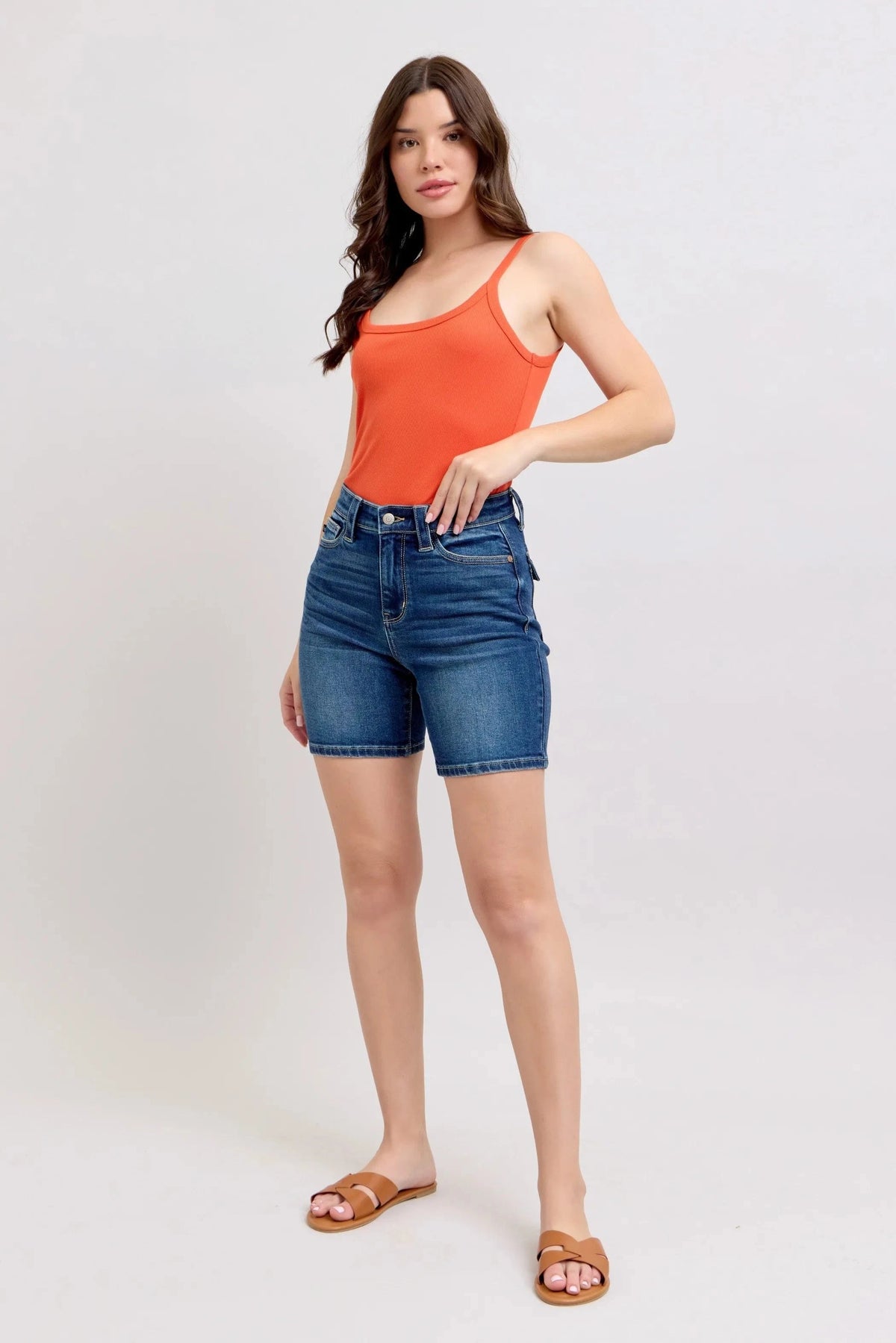 Trendsi Shorts Judy Blue Full Size High Waist Bermudas Jeans W/ Back Flap Pockets Plus Size