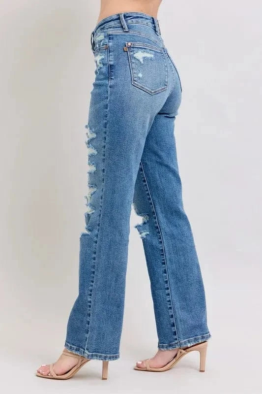 Trendsi Jeans Judy Blue Full Size High Waist Heavy Destroy Straight Jeans Plus Size