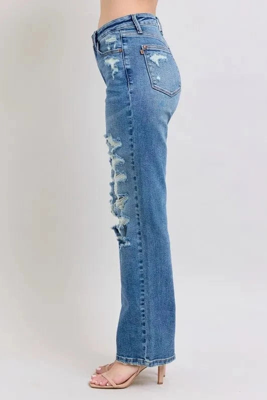 Trendsi Jeans Judy Blue Full Size High Waist Heavy Destroy Straight Jeans Plus Size