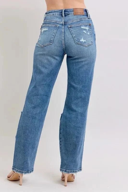 Judy Blue Full Size High Waist Heavy Destroy Straight Jeans Plus Size - MD by Trendsi from FREYA’S CLOSET