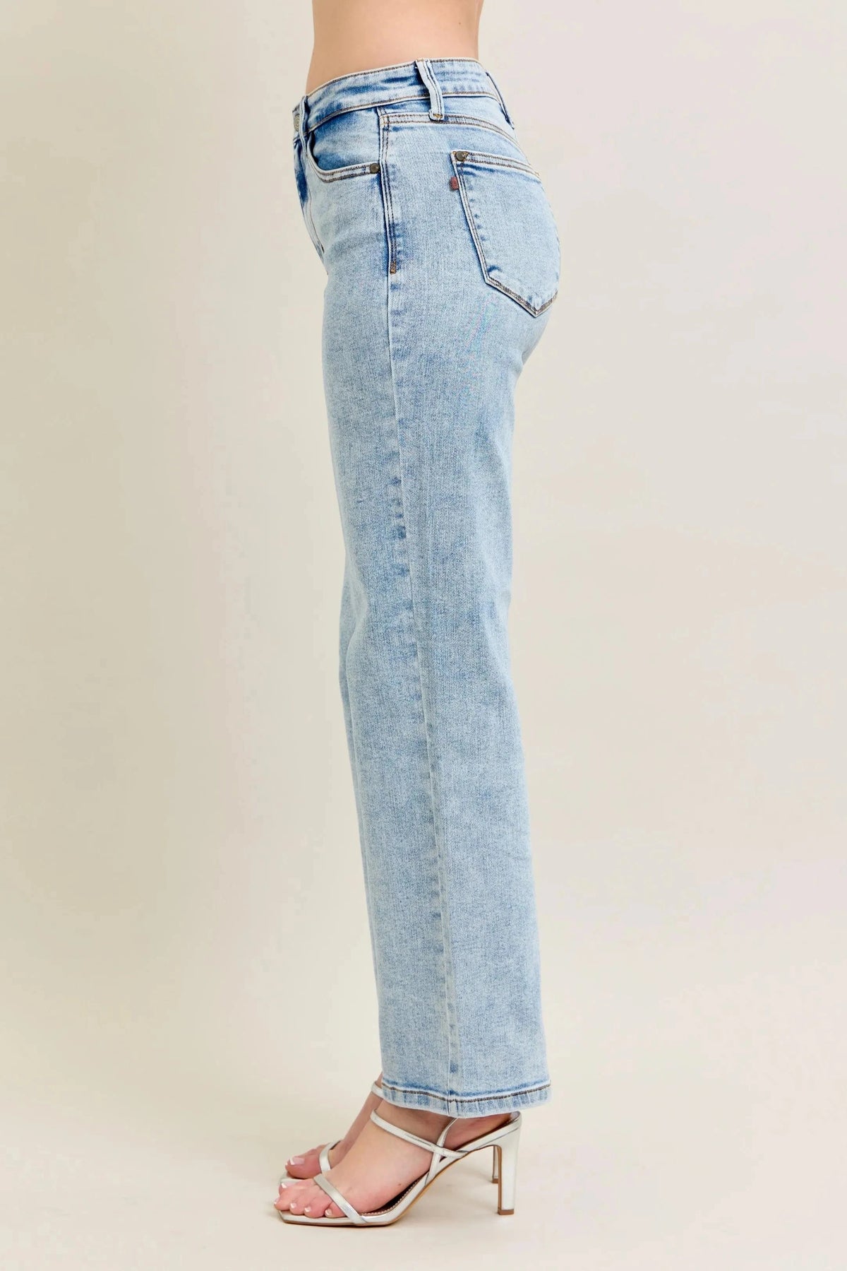 Trendsi Judy Blue Full Size High Waist Stone Wash Straight Jeans Plus Size