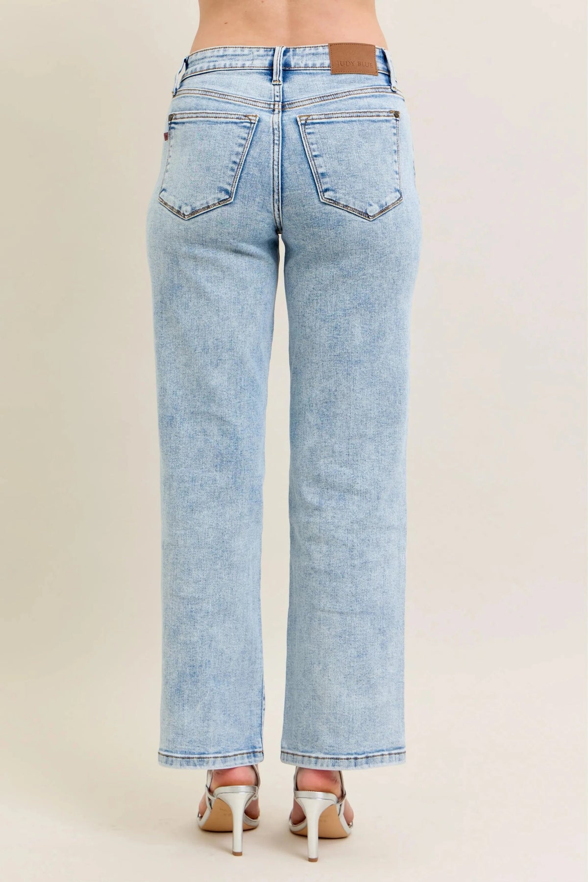Trendsi Judy Blue Full Size High Waist Stone Wash Straight Jeans Plus Size