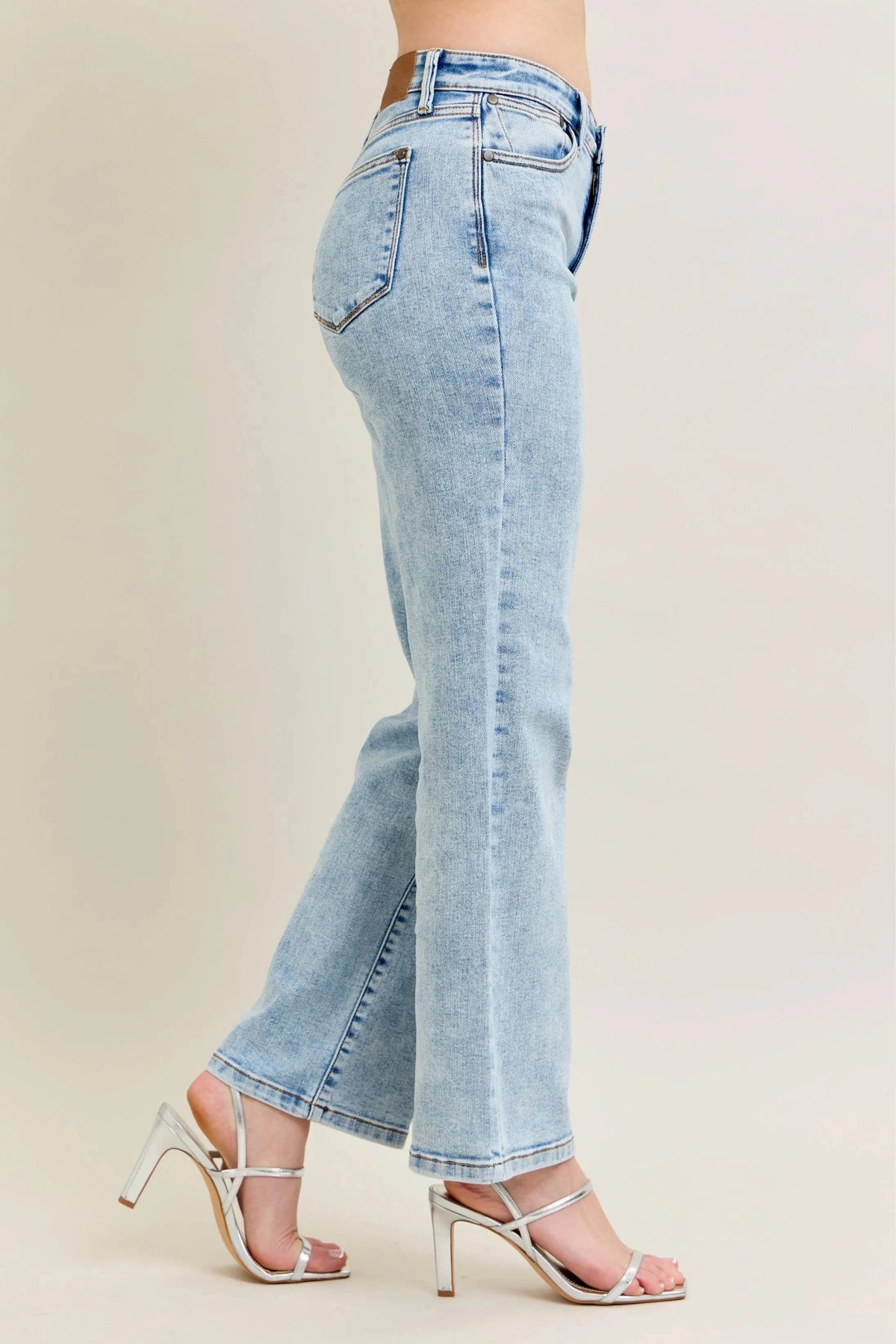 Trendsi Judy Blue Full Size High Waist Stone Wash Straight Jeans Plus Size