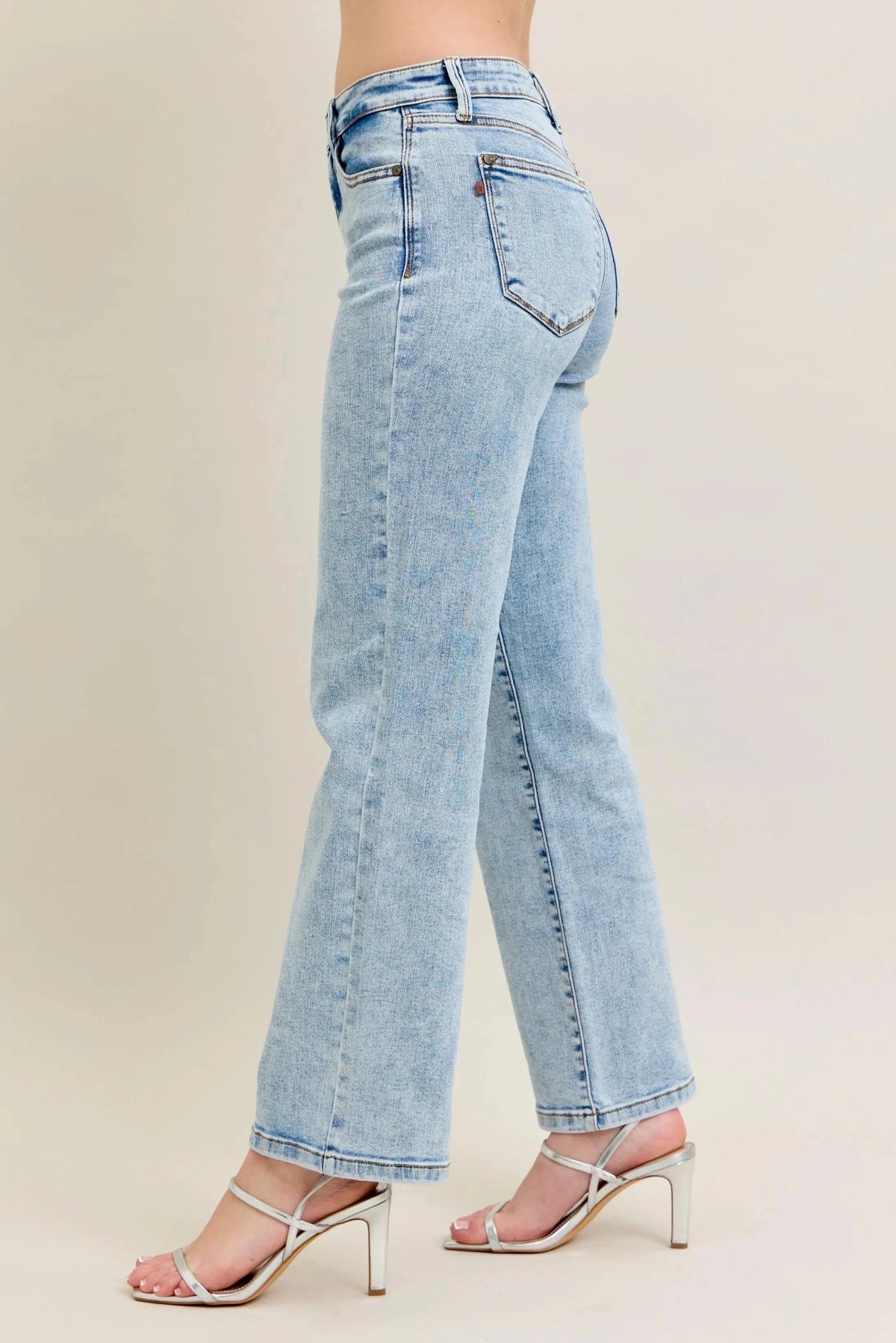 Trendsi Judy Blue Full Size High Waist Stone Wash Straight Jeans Plus Size