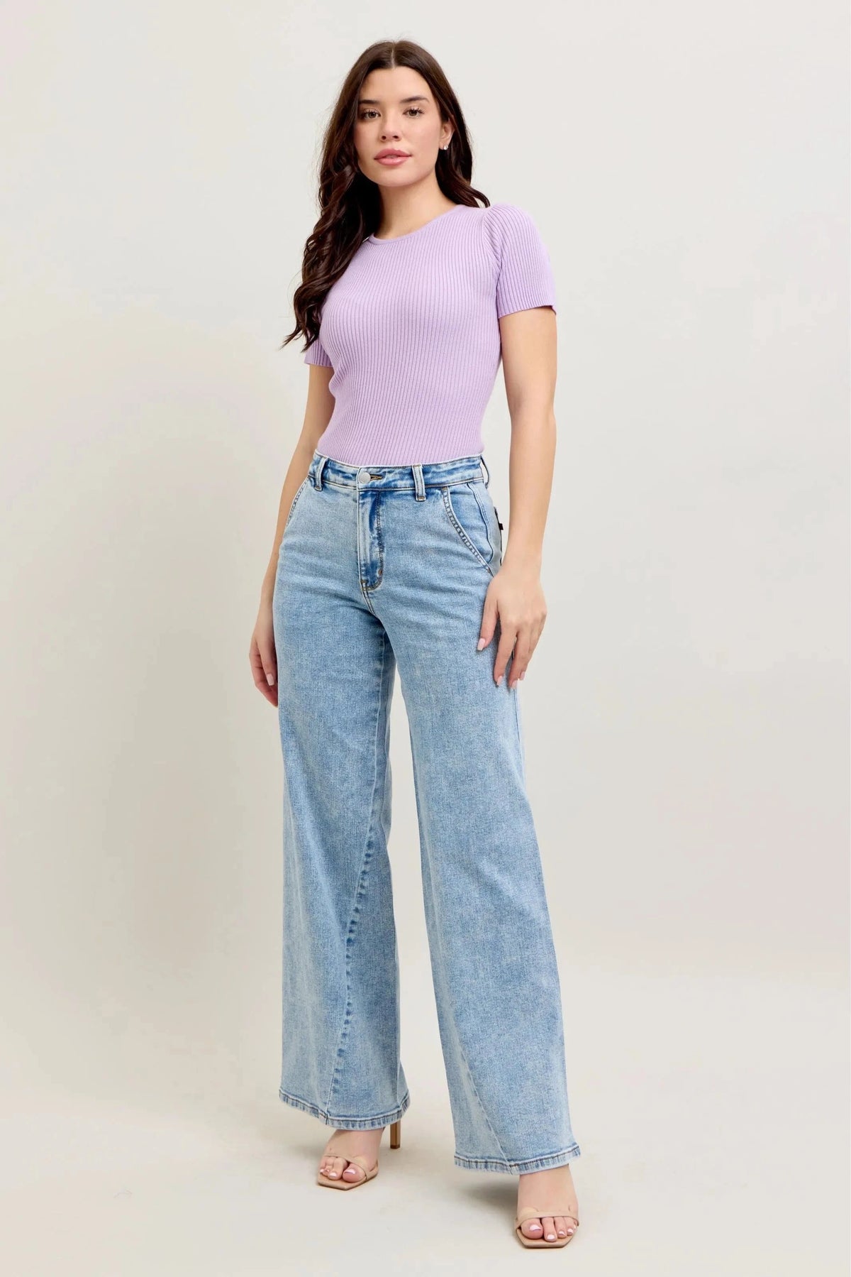 Trendsi Jeans Judy Blue Full Size High Waist Wide Leg Jeans with Skewed Inseam Plus Size
