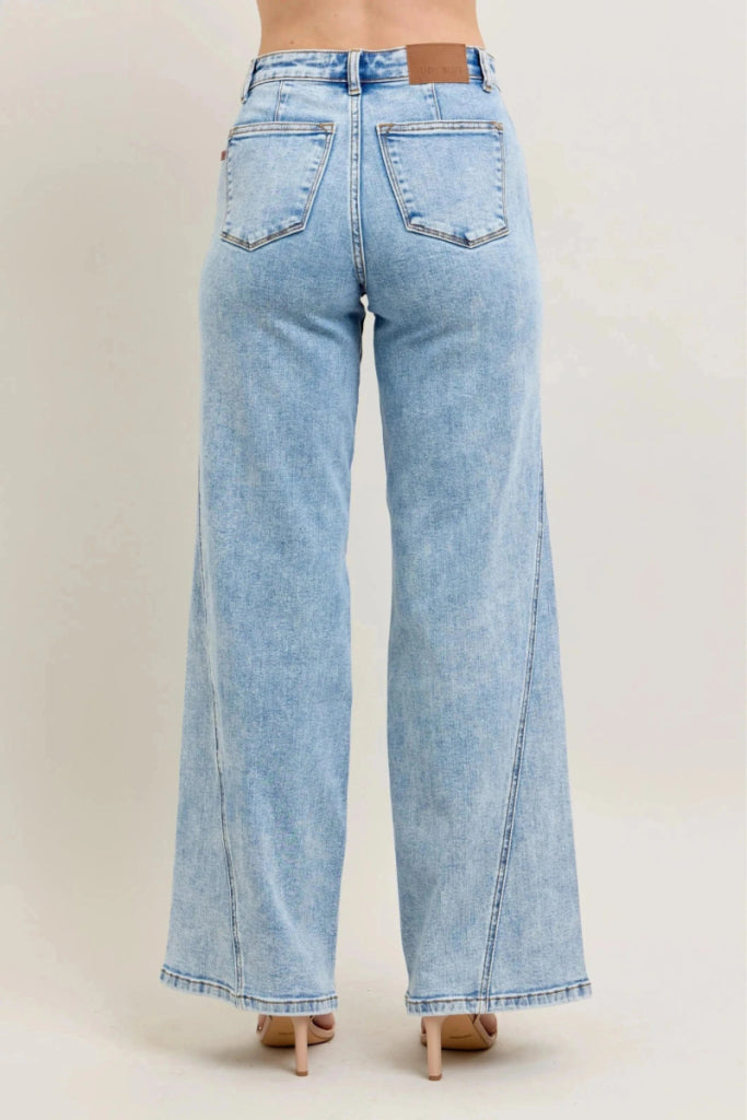 Judy Blue Full Size High Waist Wide Leg Jeans with Skewed Inseam Plus Size - LT by Trendsi from FREYA’S CLOSET