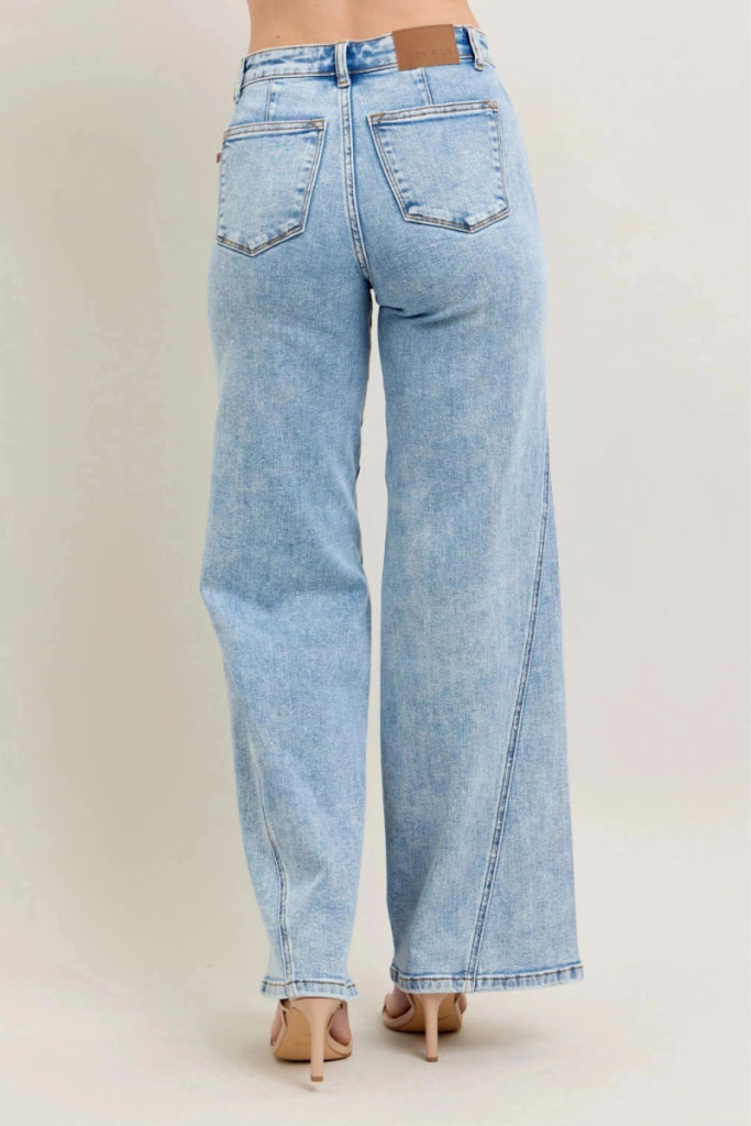 Judy Blue Full Size High Waist Wide Leg Jeans with Skewed Inseam Plus Size - LT by Trendsi from FREYA’S CLOSET