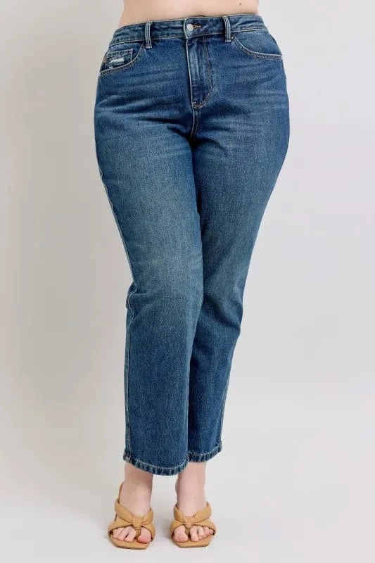 Trendsi Jeans Judy Blue Full Size High Waisted Rigid Magic Non-destroy Straight Leg Jeans Plus Size