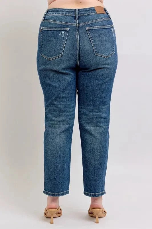 Trendsi Jeans Judy Blue Full Size High Waisted Rigid Magic Non-destroy Straight Leg Jeans Plus Size
