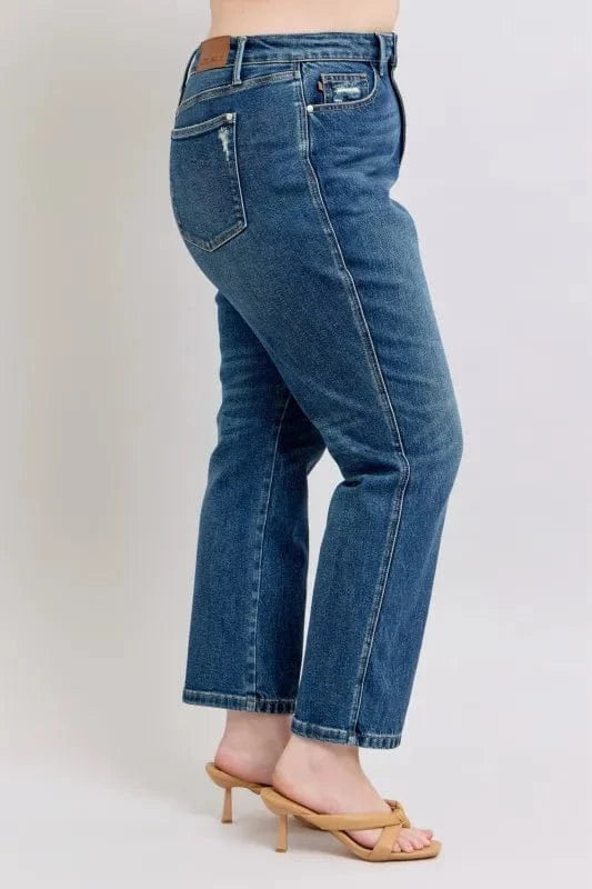 Trendsi Jeans Judy Blue Full Size High Waisted Rigid Magic Non-destroy Straight Leg Jeans Plus Size