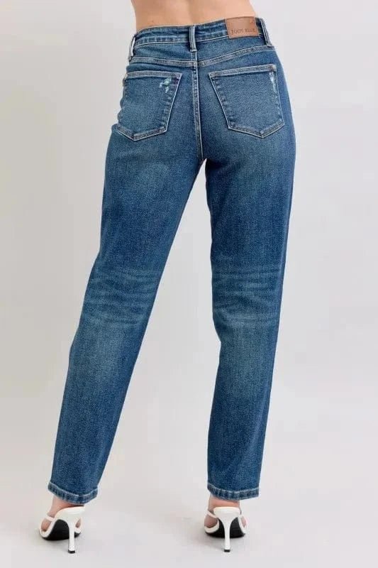 Judy Blue Full Size High Waisted Rigid Magic Non - destroy Straight Leg Jeans Plus Size - Dark by Trendsi from FREYA’S CLOSET