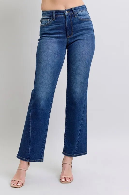 Judy Blue Full Size Side Seam Detail Straight Jeans with Pockets - Medium by Trendsi from FREYA’S CLOSET