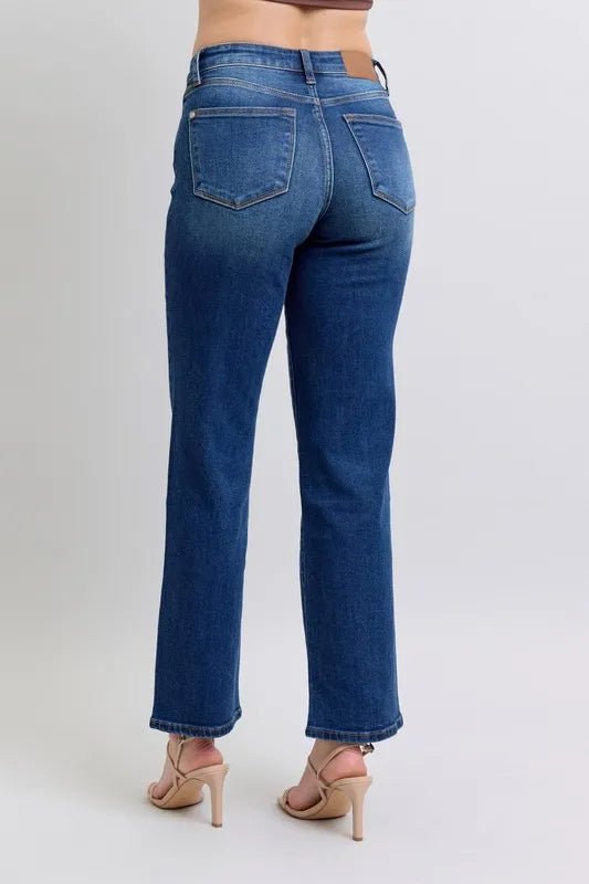 Judy Blue Full Size Side Seam Detail Straight Jeans with Pockets - Medium by Trendsi from FREYA’S CLOSET