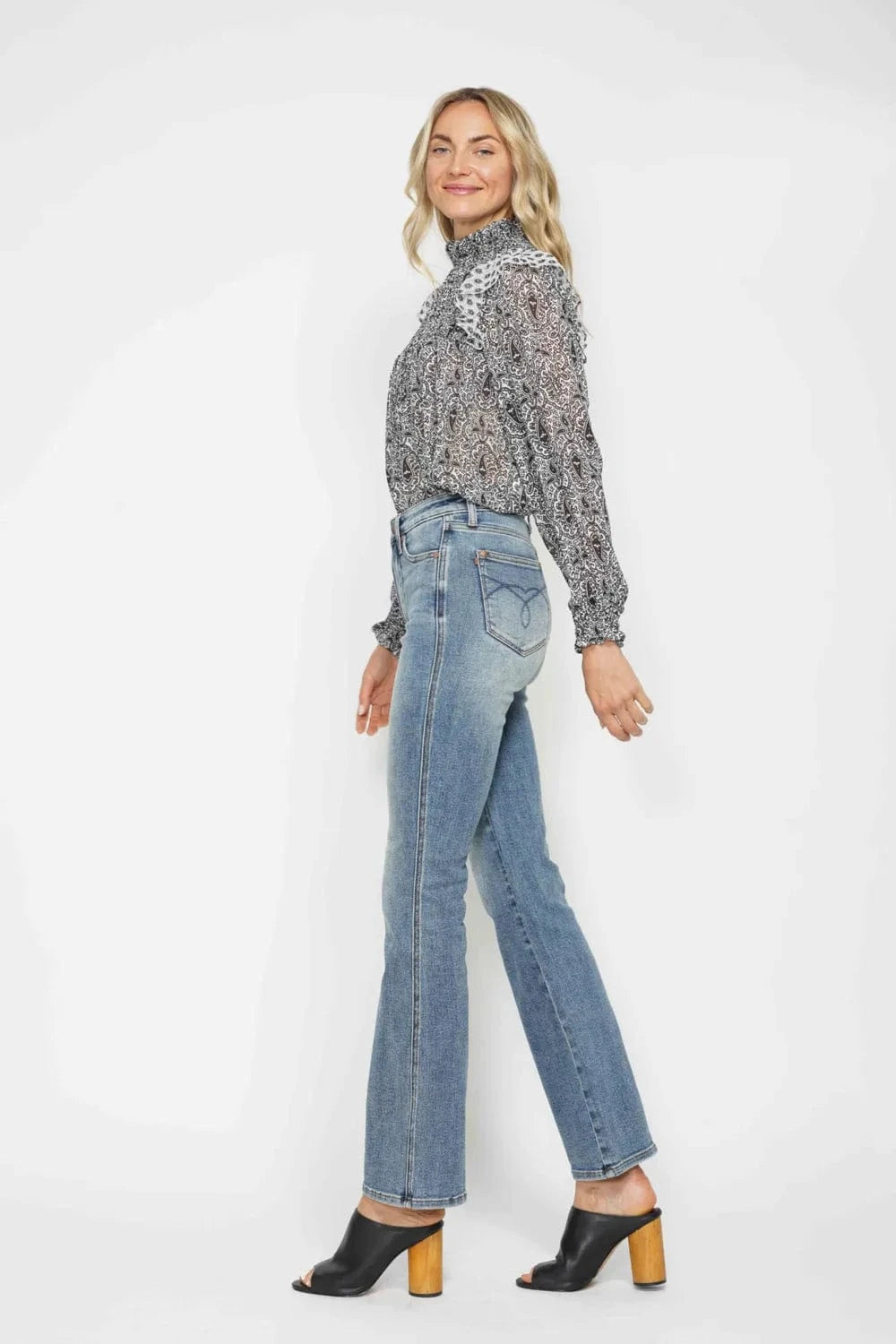 Trendsi Jeans Judy Blue Full Size Tummy Control Back Embroidered Pocketed Bootcut Jeans Plus Size