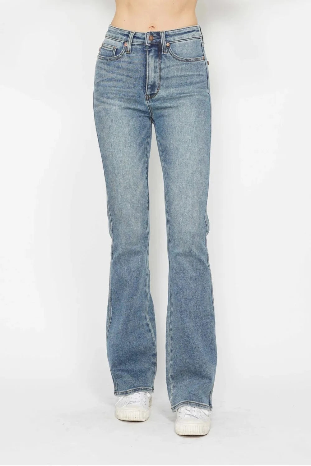 Trendsi Jeans LONG INSEAM / 0/24 Judy Blue Full Size Tummy Control Back Embroidered Pocketed Bootcut Jeans Plus Size