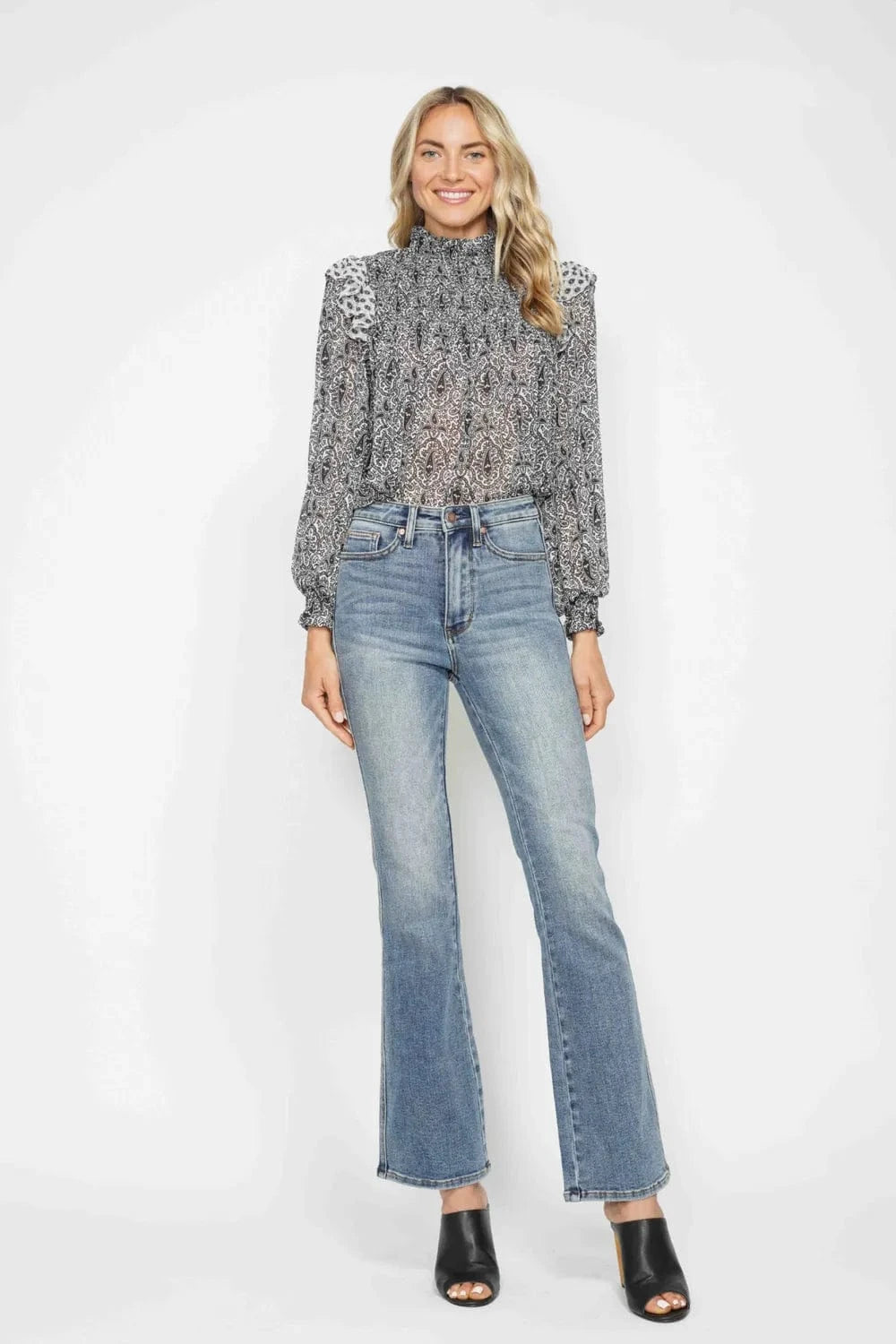 Trendsi Jeans Judy Blue Full Size Tummy Control Back Embroidered Pocketed Bootcut Jeans Plus Size