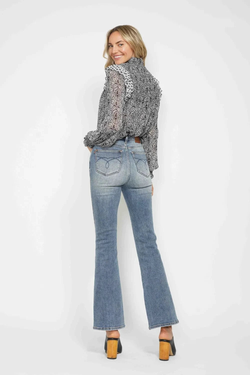 Trendsi Jeans Judy Blue Full Size Tummy Control Back Embroidered Pocketed Bootcut Jeans Plus Size