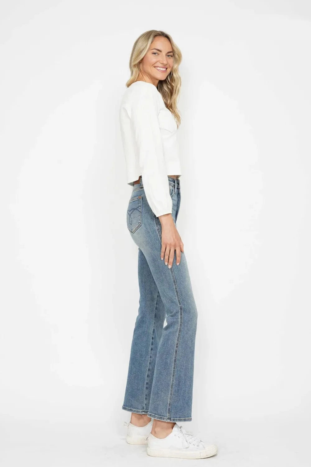 Trendsi Jeans Judy Blue Full Size Tummy Control Back Embroidered Pocketed Bootcut Jeans Plus Size