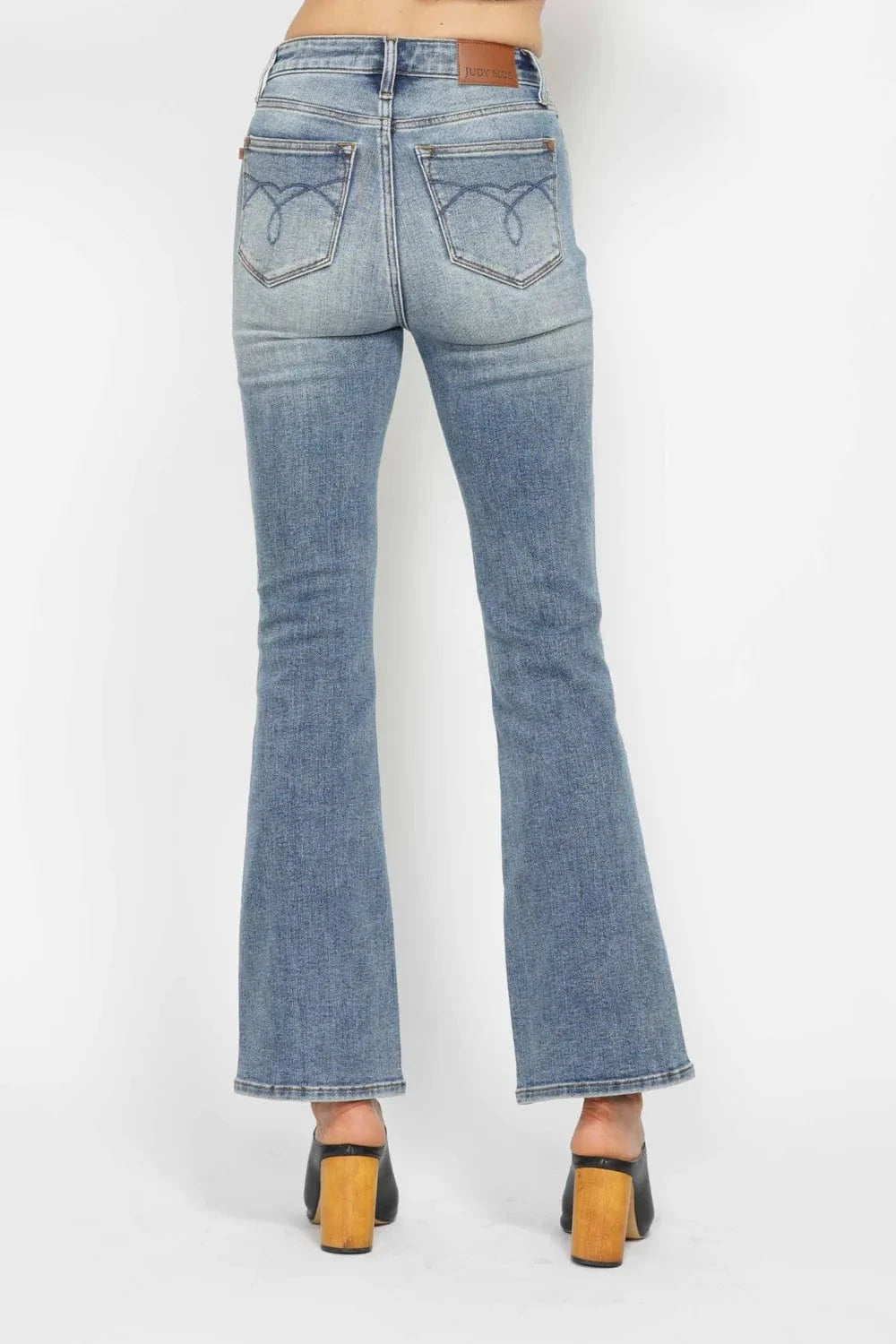 Trendsi Jeans Judy Blue Full Size Tummy Control Back Embroidered Pocketed Bootcut Jeans Plus Size